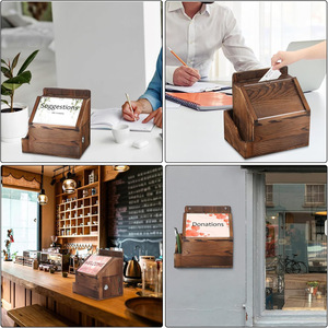 Solid Wood Suggestion Box 24x17x23.4cm Rectangle Multifunction Storage Box For Office Business <b>Gift</b> Wall Mounted - Product Image 2