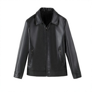 OEM Service Online Sale Best Quality <b>Men's</b> Genuine <b>Leather</b> Winter <b>Jacket</b> Stand Collar Waterproof Windproof High Street Zipper - Product Image 1