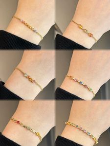 Xinfly 18K Solid Yellow Gold Rainbow <b>Gemstone</b> Colorful Sapphire Diamond <b>Bracelet</b> - Product Image 5