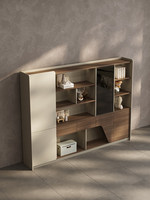 Armoire de classement de luxe en noyer avec éclairage LED, meuble de rangement de bureau à grande capacité, bibliothèque pour bureau de direction, suite de PDG