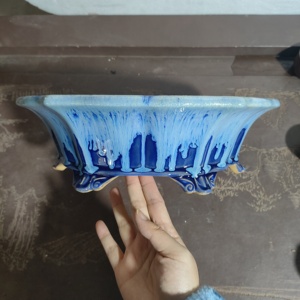 Maceta de Bonsái Esmaltada con Forma de Loto Clásica, Maceta Yixing con Diseño de Nubes - Product Image 5