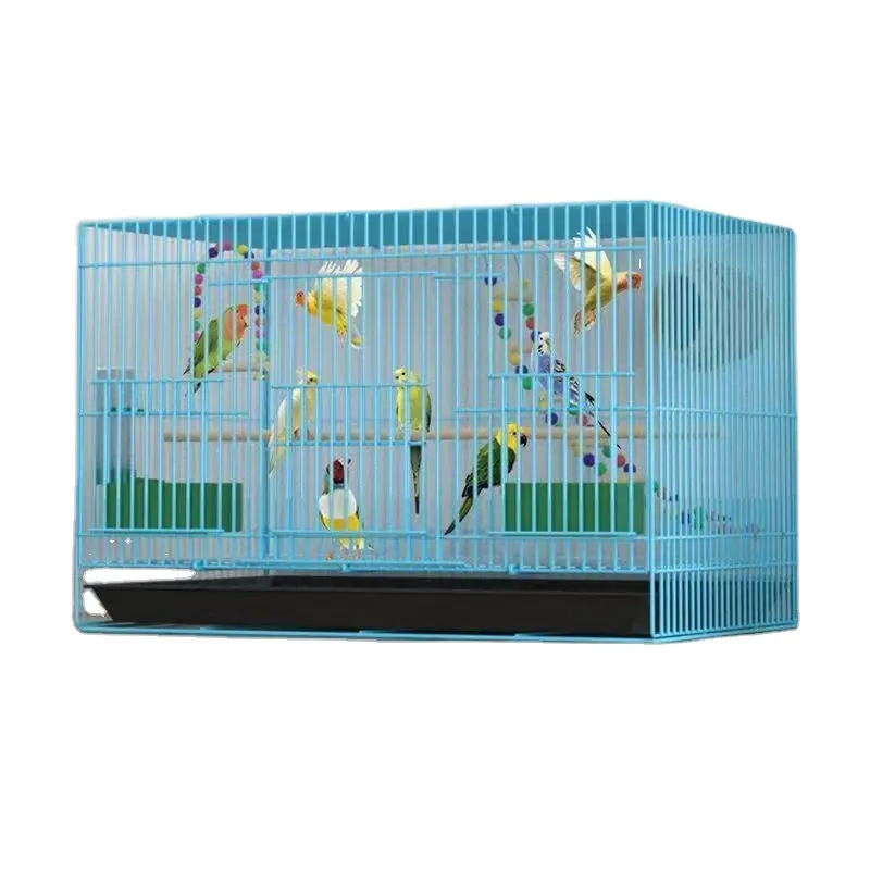 Nouveau design couleur or grande Cage à oiseaux perruche perroquet Cage pliante carrée amour oiseau Cage pour animaux de compagnie