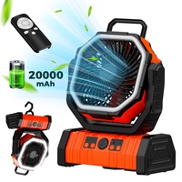 Ventilador Portátil Recargable con Energía Solar de 20000mAh para Acampar al Aire Libre con Luces