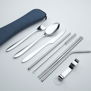 Sang trọng thép không gỉ thiết lập dao kéo cổ điển thân thiện với môi <span class=keywords><strong>Flatware</strong></span> cho du lịch-Bao gồm dao muỗng nĩa và đũa - Product Image 6