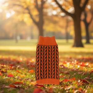 Pull pour chien bicolore en tricot torsadé épais, vêtements pour animaux de compagnie du XS au XL, vêtements tricotés chauds pour l'hiver pour chiens - Product Image 2