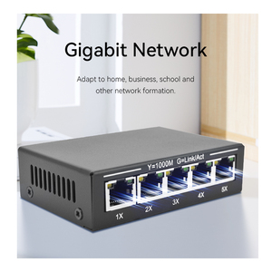 <span class=keywords><strong>Switch</strong></span> <span class=keywords><strong>Gigabit</strong></span> GIANTECH a 5 Porte RJ45 <span class=keywords><strong>10</strong></span>/100/1000Mbps con Supporto VLAN, Montaggio Desktop, Gestione di Rete Leggera, Disponibile - Product Image 4