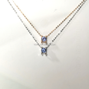 Trendy Classic 18K Solid <strong>Gold</strong> Women's Jewelry Real <strong>Sapphire</strong> Pendant Charm <strong>Necklace</strong> and Sparkle O Chain for Weddings - Product Image 6