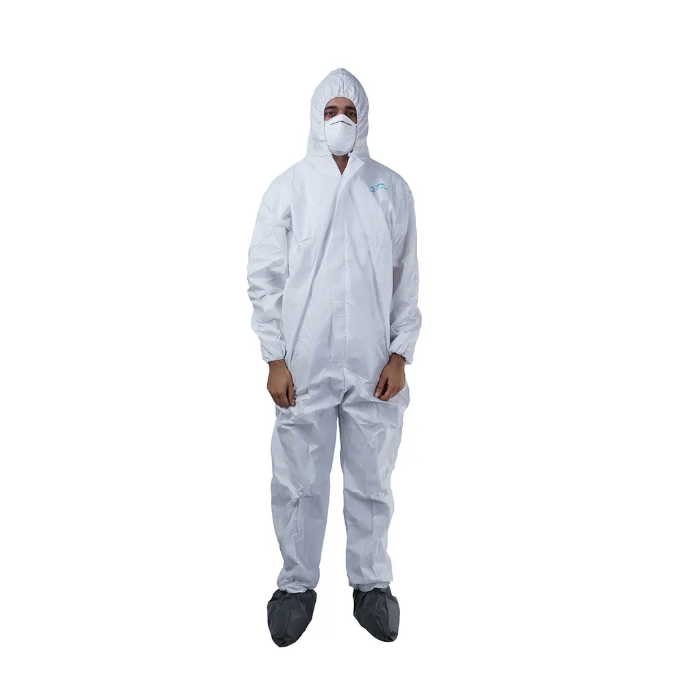 EN14126 CE EN13034 tek kullanımlık kimyasal koruyucu tulum tipi 5 6 PPE Hazmat elbise polipropilen tulum