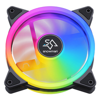 Ventilador de Chasis RGB DF120 de SNOWMAN Factory Supply, Alto Flujo de Aire Estático con Controlador, Ventilador de Refrigeración para PC Negro