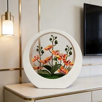 Décoration Murale Artificielle Faite à la Main, Orchidée Phalaenopsis à 9 Fleurs, Lot de 3 Pots, Idéale pour Noël et les Remises de Diplômes