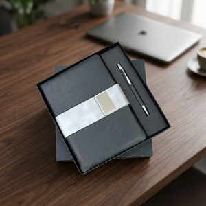 Agenda exécutif A5 en PU avec stylo à bille métallique, 100 feuilles, couverture rigide imprimée UV, journal pour la planification au bureau, les réunions d'affaires et les cadeaux - Product Image 5