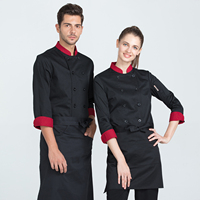 Veste de chef à manches longues de haute qualité en gros pour hôtel et restaurant, uniformes de restaurant et de bar