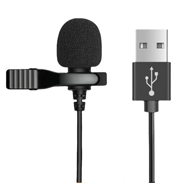 D1609 Microfono De Lapela 1.5m Professional Mini USB Omni-Directional Stereo Mic Microphone with Collar Clip