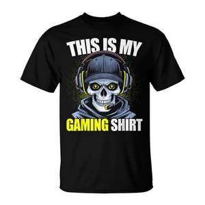 Camiseta Gamer Skeleton Gaming negra de corte clásico para niños, camiseta de videojuegos - Product Image 2