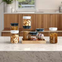 Ensemble de bocaux en verre multi-échelles pour cuisine, en verre borosilicate de haute qualité, hermétiques avec couvercle en plastique, pour le stockage des bonbons