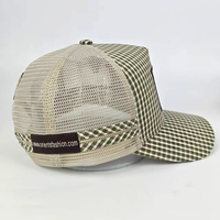 Casquette Trucker Personnalisée à Motif Vache Gingham, Broderie Bovin Style Western, Casquette Snapback en Maille, Fabrication OEM