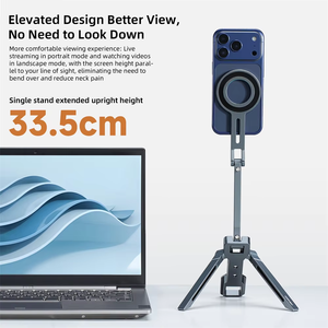 M5両面磁気式スマホ三脚マウント360度回転アルミ製オーバーヘッド撮影スタンドiPhone/iPad用フィルライト付きスマホホルダー - Product Image 3