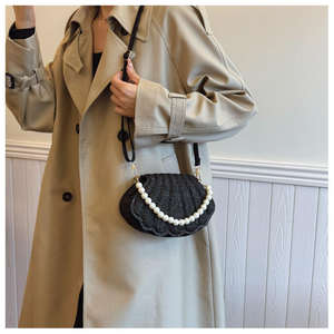 Sac à main personnalisé en cuir PU brodé de perles, forme coquillage pour fille, avec fermeture à rabat, sac à bandoulière - Product Image 5