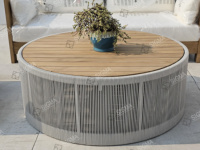 2025 personnalisé moderne teck extérieur canapé ensemble luxe Villa hôtels Patio jardin meubles tissu cour chambre parc bois corde