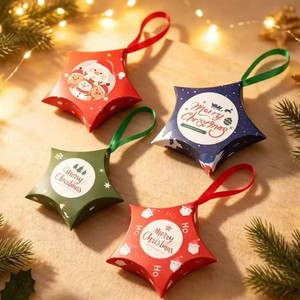 Boîte à bonbons de Noël en forme d'étoile, boîte cadeau d'Halloween, emballage créatif pour bonbons de fêtes, logo personnalisé - Product Image 5
