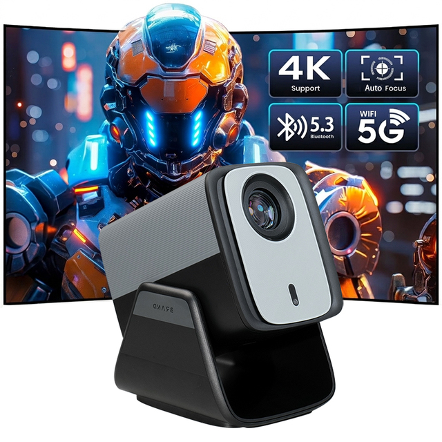 Mini Projector with WiFi 6 and Bluetooth 5.4 Portable Android 14 Projector Smart Auto Keystone 8K Support Native 1080P Proyector
