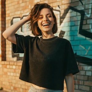 2026 JKM T-shirt Oversize Vintage da Donna, Tinta Unita, Casual, Crop Top a Maniche Corte in Cotone con Lavaggio Acido, Stile Boyfriend, per Allenamento - Product Image 4
