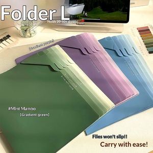 New F2 Model <b>A4</b> Box <b>Folder</b> Gradient Color Series L-Shaped Opening Exam Paper File Holder Student Use Large Pp - Product Image 3