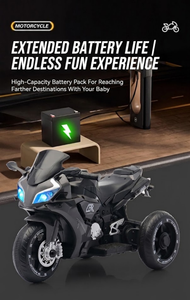 Nouvelle moto jouet élégante pour enfants ; dotée d'une conduite sécurisée, de lumières stylées avec Bluetooth, et de fonctions éducatives précoce via USB. - Product Image 6