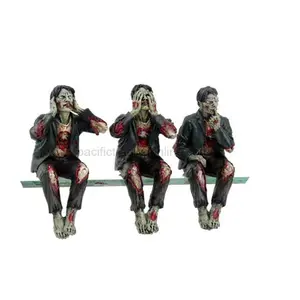 Polyresin/Résine Statue Walking Dead Zombie Morts-vivants Voir Entendre Parler Pas Mal de Étagère Sitter Ordinateur Supérieure Statue Figurines