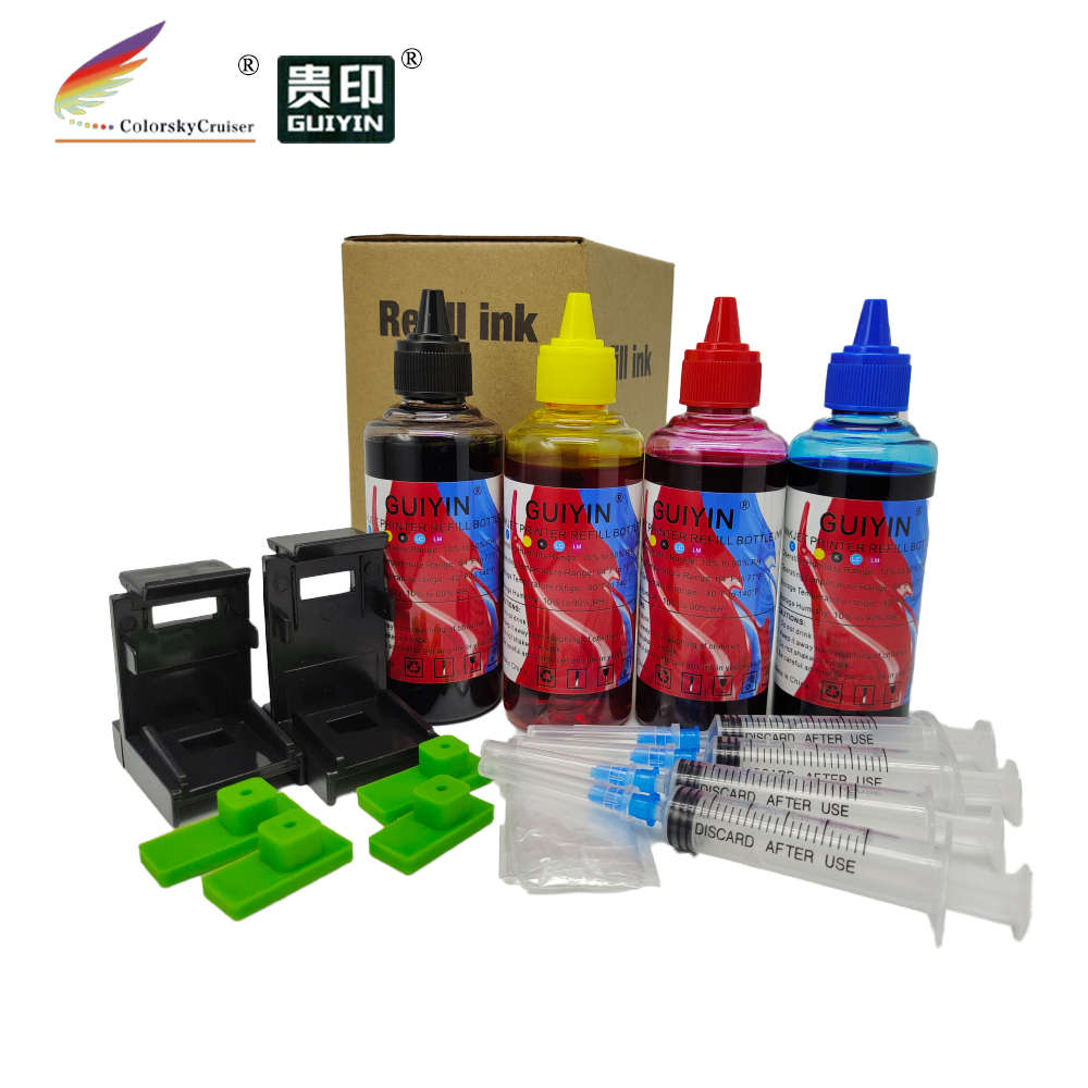 Tinta de recarga de tinta para impresora HP DeskJet D1620, D1630, D1658, D1660, D1663, D1668, 121 ml, en botella, bkcmy, Compatible con 100, 121xl