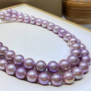 Collar de Perlas de Agua Dulce Naturales de 8-9 mm, Casi Redondas, con Fuerte Brillo, Microdefectos, Alta Calidad, Par, Cadena para Bebé, Caja de Regalo - Product Image 3