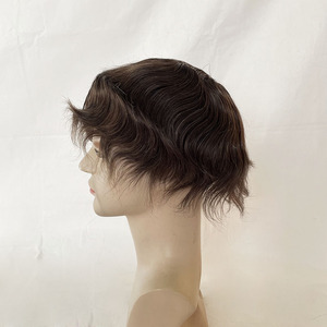 Nuevo Sistema Capilar Masculino AUS de Cabello Humano Remy Indio con Ondas Naturales, Peluca de Encaje para Hombre, de Buena Calidad, Hecho a Mano - Product Image 4