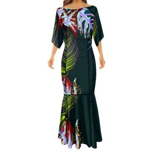 Robe sirène imprimée à Sublimation florale pour femmes, vêtements ethniques, <span class=keywords><strong>Orange</strong></span>, taille Plus 7XL, été - Product Image 5