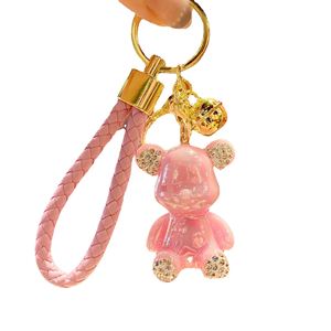 Porte-clés de voiture 3D en PVC, personnage mignon Kawaii, accessoires de voiture de dessin animé, porte-clés ours de luxe avec strass et placage diamant - Product Image 5