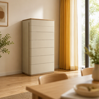 Commode haute minimaliste pour salon, tiroirs de rangement en bois, cuir microfibre pour appartement, hôtel, meubles de maison