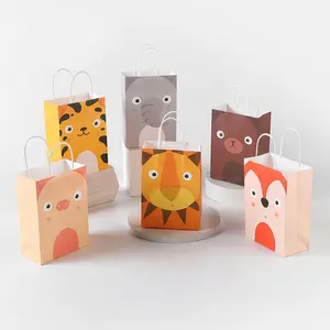 Cut Fox Tiger Jungle Party confezione regalo borsa Treat Kids Birthday Candy Bag for Kids confezione regalo fai da te
