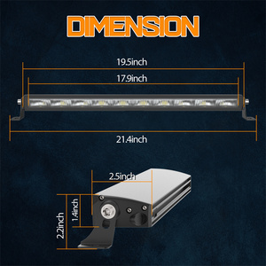 Barra de Luz LED de 20 Pulgadas para Montaje en Parrilla, Color Ámbar <span class=keywords><strong>o</strong></span> Blanco, Haz Combinado, 100W, 4X4, Fila Única, con Arnés de Cableado Automático - Product Image 2