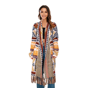 CaiNan aztec manica lunga spessa frangia lunga maglione colorato donna cardigan maglione cardigan occidentale lavorato a <span class=keywords><strong>maglia</strong></span> retrò - Product Image 6