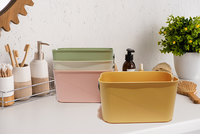 Petit panier de rangement en plastique Portable avec trous de poignée pour blanchisserie douche pique-nique organisateur de nourriture paniers de rangement