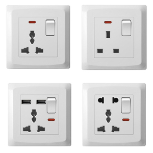 Trắng 4-way 3-Way điện tường chuyển đổi ổ cắm 16A 1 năm nhà ánh sáng ổ cắm phổ cho khách sạn đôi 3 pin nhựa Max. 250V - Product Image 2