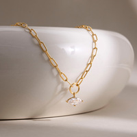 Collier superposé Jingqiao classique en acier inoxydable plaqué or 18 carats avec zircon œil de cheval et œil porte-bonheur, coffret cadeau pour femme Yiwu
