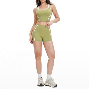 Conjunto de Yoga de 2 Piezas <span class=keywords><strong>para</strong></span> <span class=keywords><strong>Mujer</strong></span>, Cintura Alta Elástica, Shorts Deportivos Casuales, Ropa de Gimnasio - Product Image 3