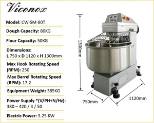 Commercial 80kg Flour Dough Spiral <strong>Mixer</strong> Machine Spiral Pizza Dough <strong>Mixer</strong> For Sale - Product Image 2
