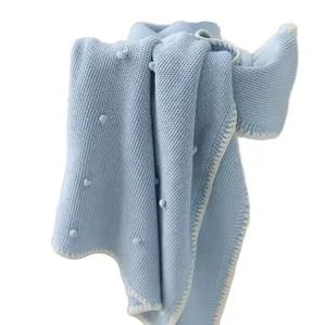 Mimixiong OEKO Tex algodón sólido tejido Swaddle ropa de cama para bebés recién nacidos con borde de concha de ganchillo manta de punto moderna - Product Image 5