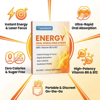 Ausreson OEM Bandes Énergétiques Pré-Entraînement Menthe Fraîche BCAA Complément Sportif Film Dissolvant Énergétique avec Vitamines B6 et B12