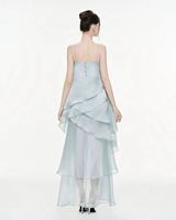Robe à nouer dos nu perlée col en V pour femme A12340 – Nouvelle collection été, mode vintage décontractée, design superposé, printemps automne naturel