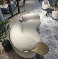 Ensemble de canapés modulaires en velours sectionnel incurvé, canapé-lit avec design moderne - Crème/Blanc pois, salon Wabi Sabi, canapé confortable