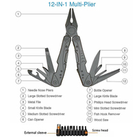 Pince multifonction 12-en-1 avec couteau, tournevis et étui en nylon – Idéale pour le camping, la chasse, la survie, la maison et la pêche – Prix réduit