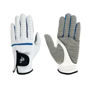 New Embroidery logo White Cabretta Golf Sport Gloves Male