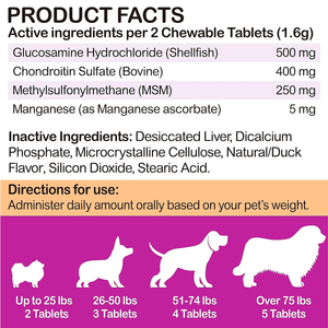 Gouttes de soutien articulaire pour chien Glucosamine MSM Chondroïtine-Soutient le cartilage de la hanche Santé Mobilité Immunitaire Vitamine Soutien Saveur de canard - Product Image 6